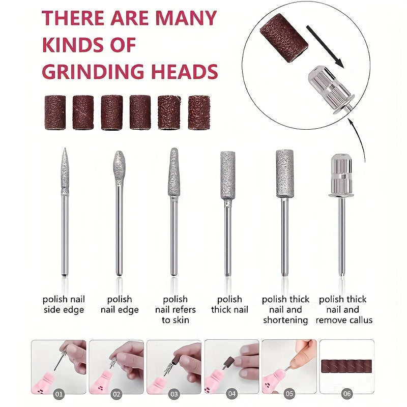 Professional nail art tool set, including electric nail drill and UV LED light, suitable for beginners' manicure kit, equipped with nail drill machine, UV nail curing lamp, tools and accessories, can be used for nail design